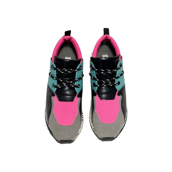 Steve Madden Women’s Cliff Platform Sneakers Animal Print Pink and Turqu… - Picture 1 of 6